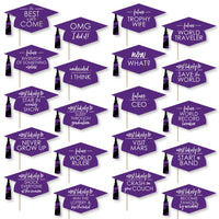 Hilarious Purple Grad - Best is Yet to Come - Graduation Party Photo Booth Props or Table Toppers - 20 Count