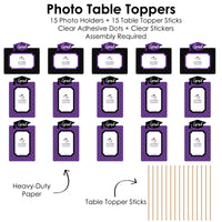Purple Grad - Best is Yet to Come - Graduation Party Picture Centerpiece Sticks - Photo Table Toppers - 15 Pieces