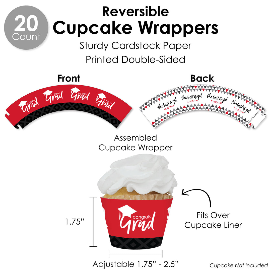 Red Grad - Best is Yet to Come - Red Graduation Party Favors and Cupcake Kit - Fabulous Favor Party Pack - 100 Pieces