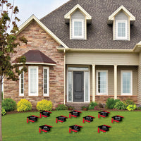 Red Grad - Best is Yet to Come - Grad Cap Lawn Decorations - Outdoor Red Graduation Party Yard Decorations - 10 Piece