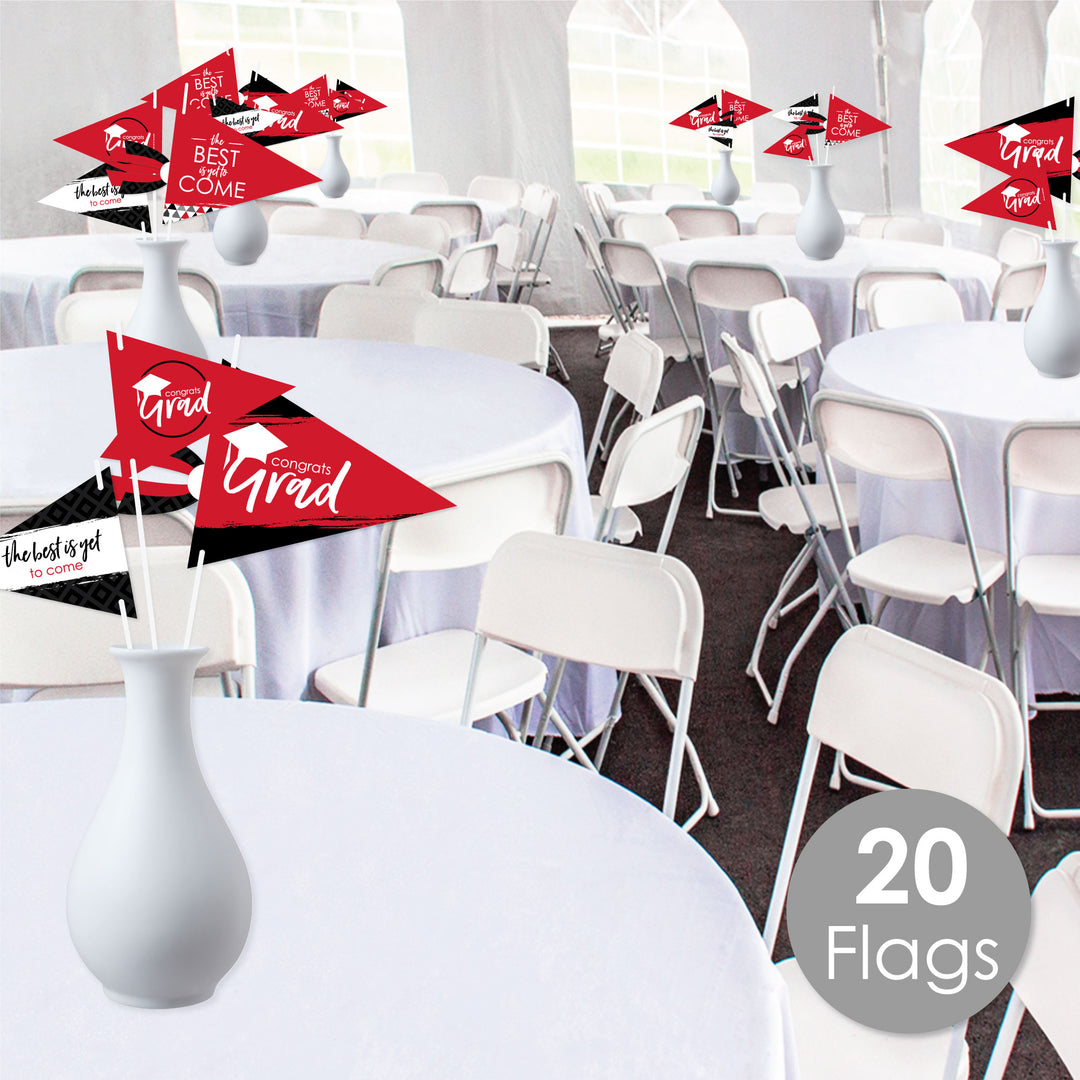 Red Grad Pennant Flags - 20 Ct