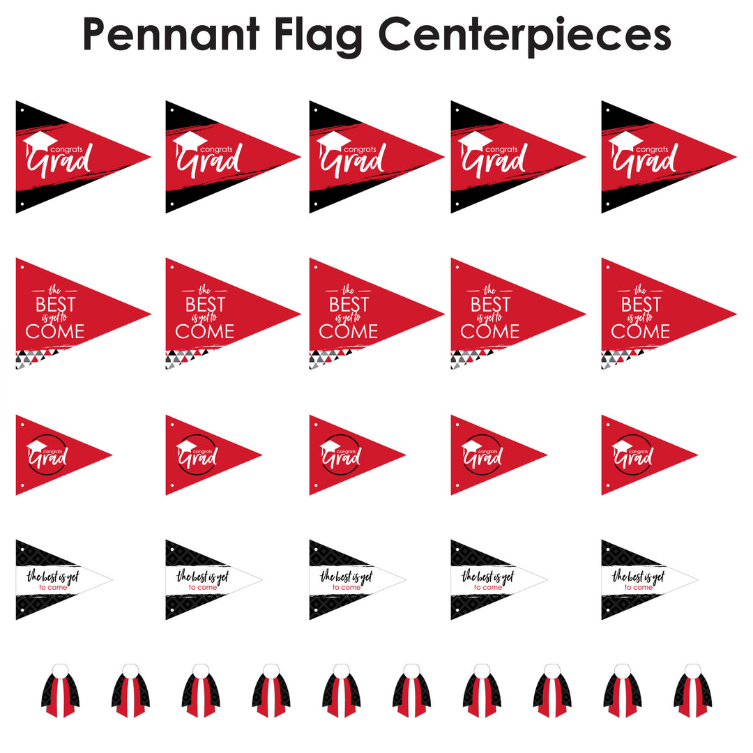 Red Grad Pennant Flags - 20 Ct