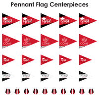 Red Grad Pennant Flags - 20 Ct