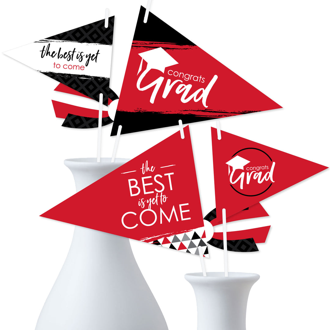 Red Grad Pennant Flags - 20 Ct