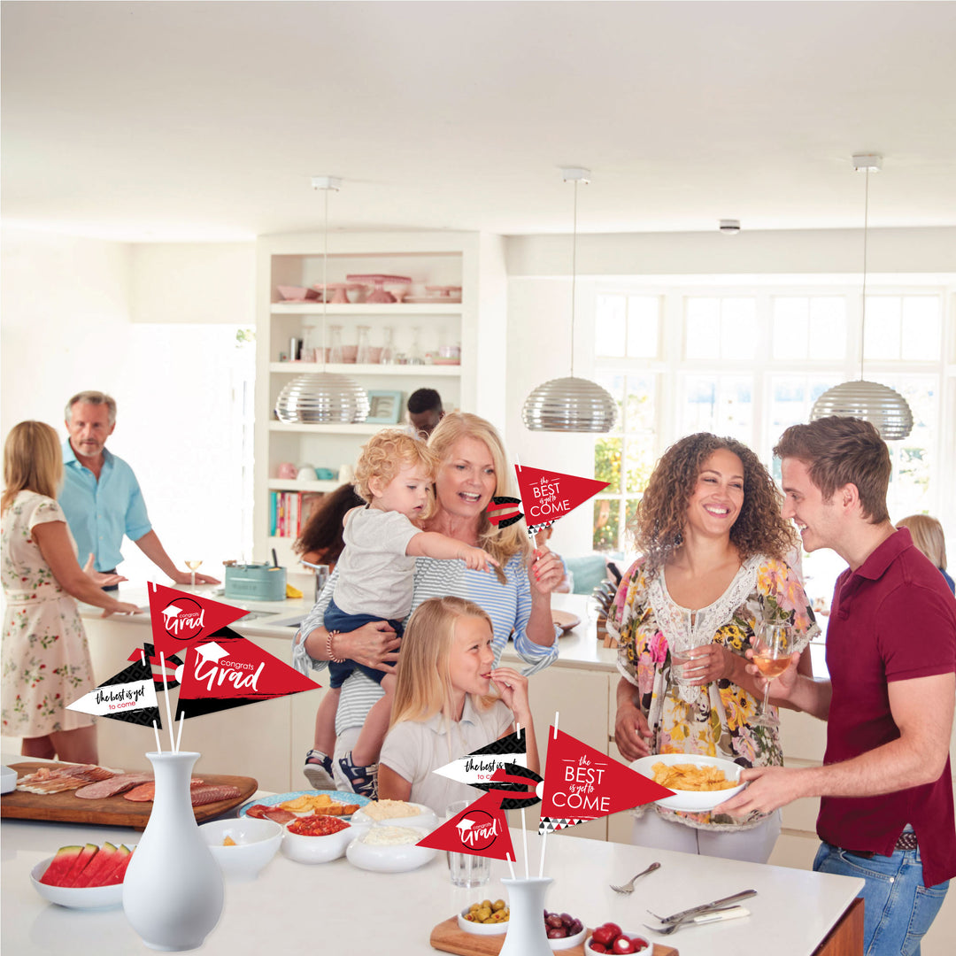 Red Grad Pennant Flags - 20 Ct