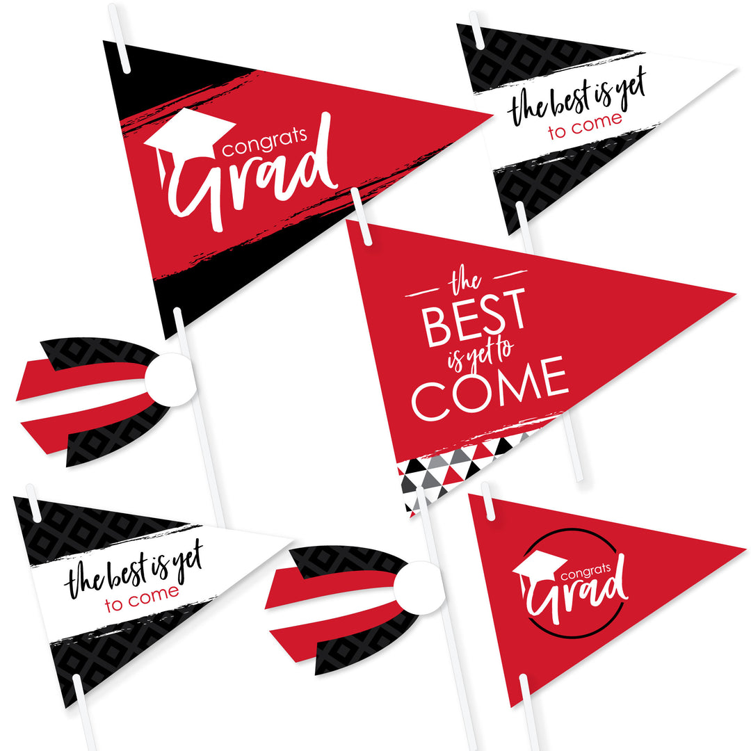 Red Grad Pennant Flags - 20 Ct