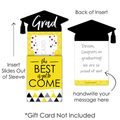 Yellow Grad - Best is Yet to Come - Yellow Graduation Party Money and Gift Card Sleeves - Nifty Gifty Card Holders - Set of 8