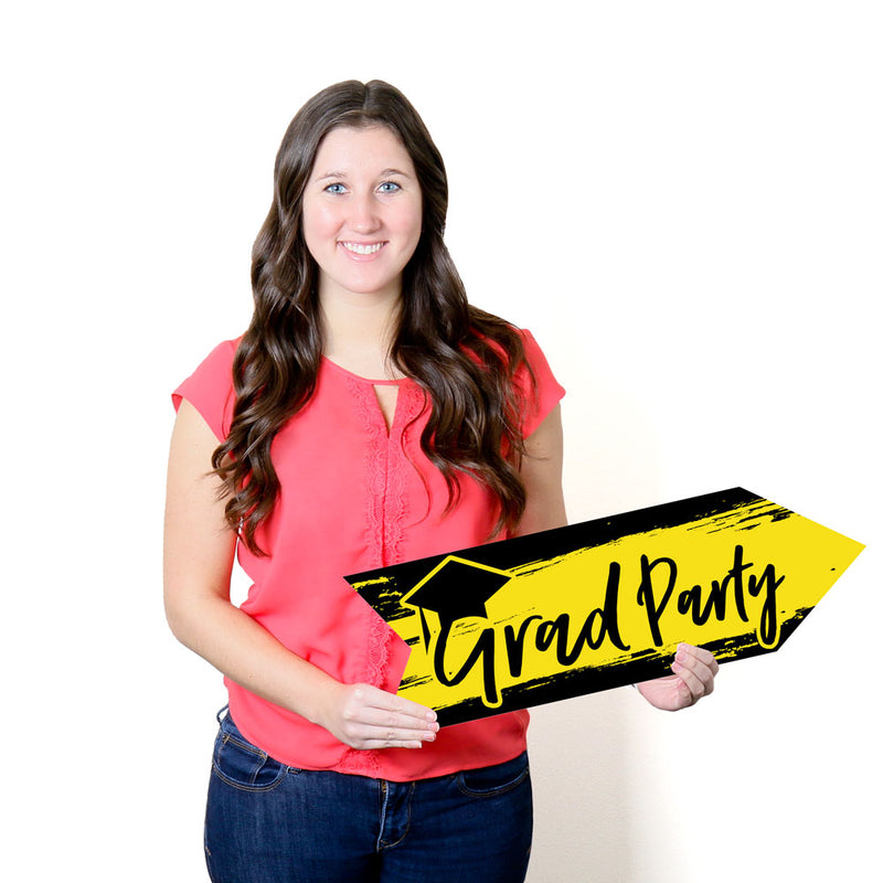 Yellow Grad - Best is Yet to Come - Graduation Party Sign Arrow - Double Sided Directional Yard Signs - Set of 2