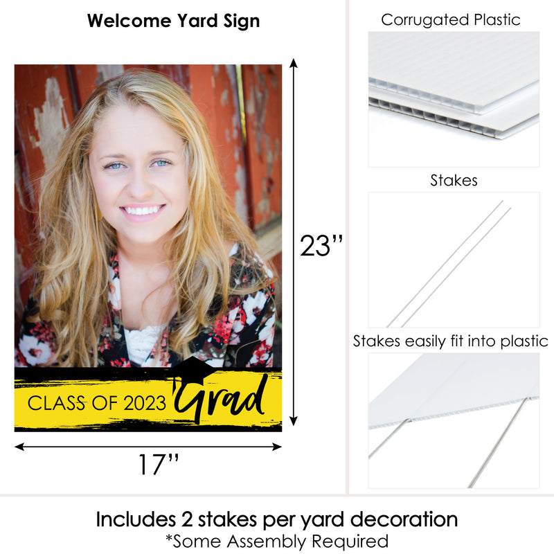 Yellow Grad - Best is Yet to Come - Photo Yard Sign - Yellow 2023 Graduation Party Decorations