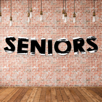 Black and White Senior Night - High School Sports and Graduation Party Decorations - Seniors - Outdoor Letter Banner