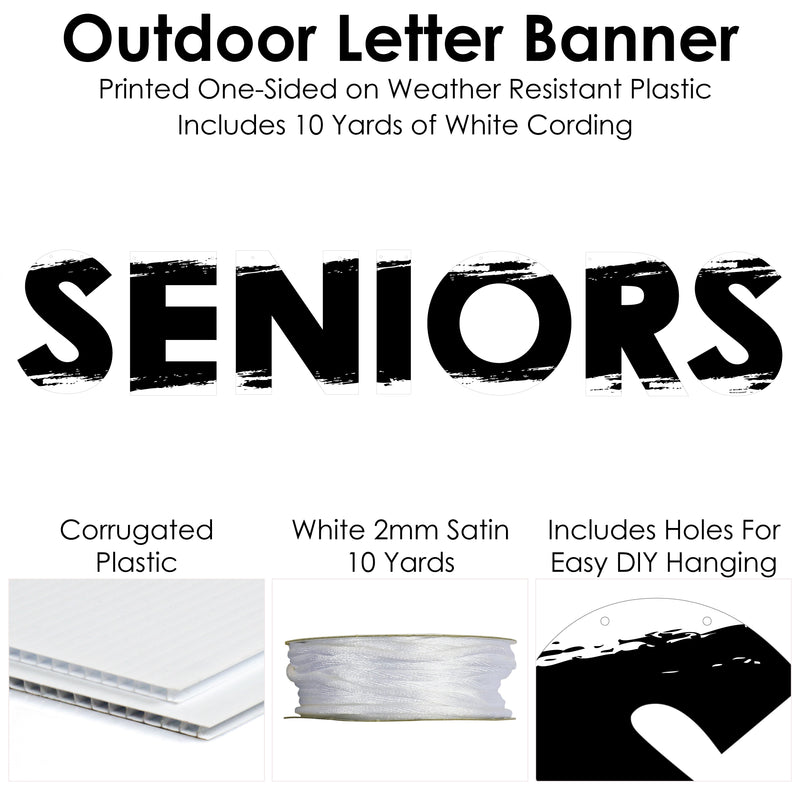 Black and White Senior Night - High School Sports and Graduation Party Decorations - Seniors - Outdoor Letter Banner