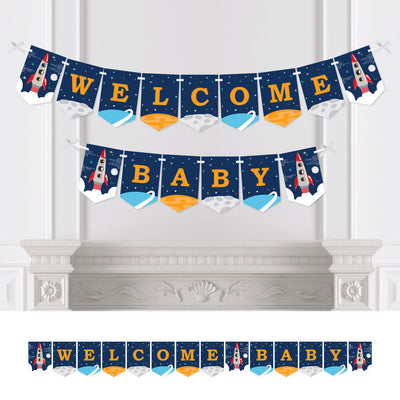 Blast Off to Outer Space - Rocket Ship Baby Shower Bunting Banner - Party Decorations - Welcome Baby