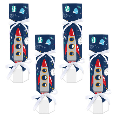 Blast Off to Outer Space - No Snap Rocket Ship Baby Shower or Birthday Party Table Favors - DIY Cracker Boxes - Set of 12
