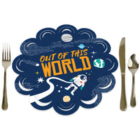 Blast Off to Outer Space - Rocket Ship Baby Shower or Birthday Party Round Table Decorations - Paper Chargers - Place Setting For 12
