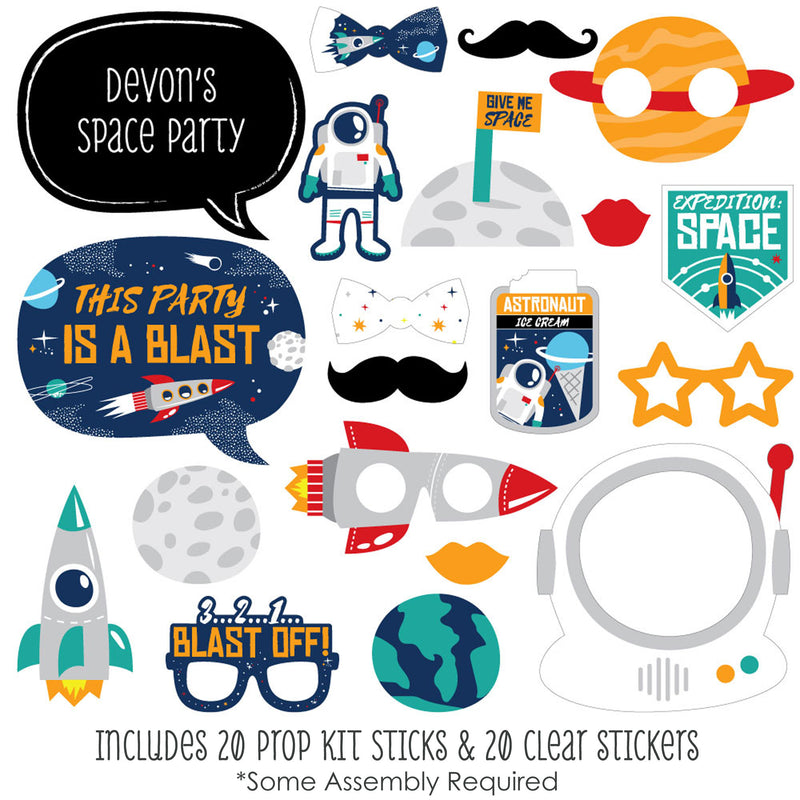 Blast Off to Outer Space - Rocket Ship Baby Shower or Birthday Party Photo Booth Props Kit - 20 Count