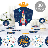 Blast Off to Outer Space - Rocket Ship Baby Shower or Birthday Party Decor and Confetti - Terrific Table Centerpiece Kit - Set of 30