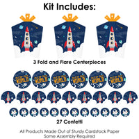 Blast Off to Outer Space - Rocket Ship Baby Shower or Birthday Party Decor and Confetti - Terrific Table Centerpiece Kit - Set of 30
