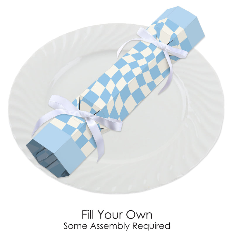 Blue Checkered Party - No Snap Party Table Favors - DIY Cracker Boxes - Set of 12