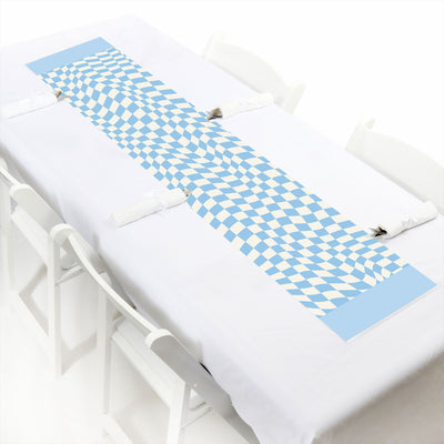 Blue Checkered Party - Petite Paper Table Runner - 12 x 60 inches