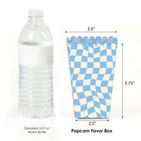Blue Checkered Party - Favor Popcorn Treat Boxes - Set of 12