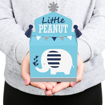 Blue Elephant - Treat Box Party Favors - Boy Baby Shower or Birthday Party Goodie Gable Boxes - Set of 12