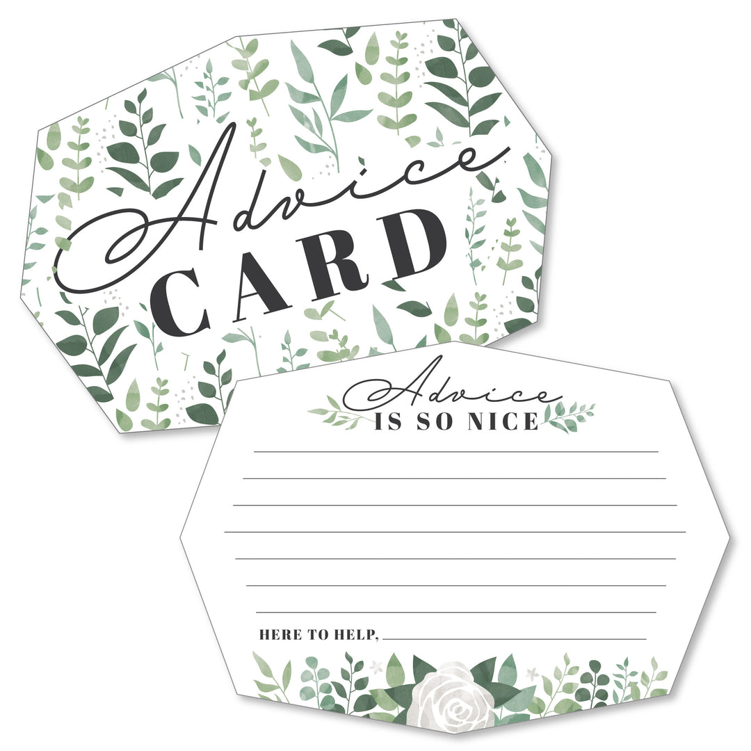 Boho Botanical - Wish Card Greenery Party Activities - Shaped Advice Cards Game - Set of 20