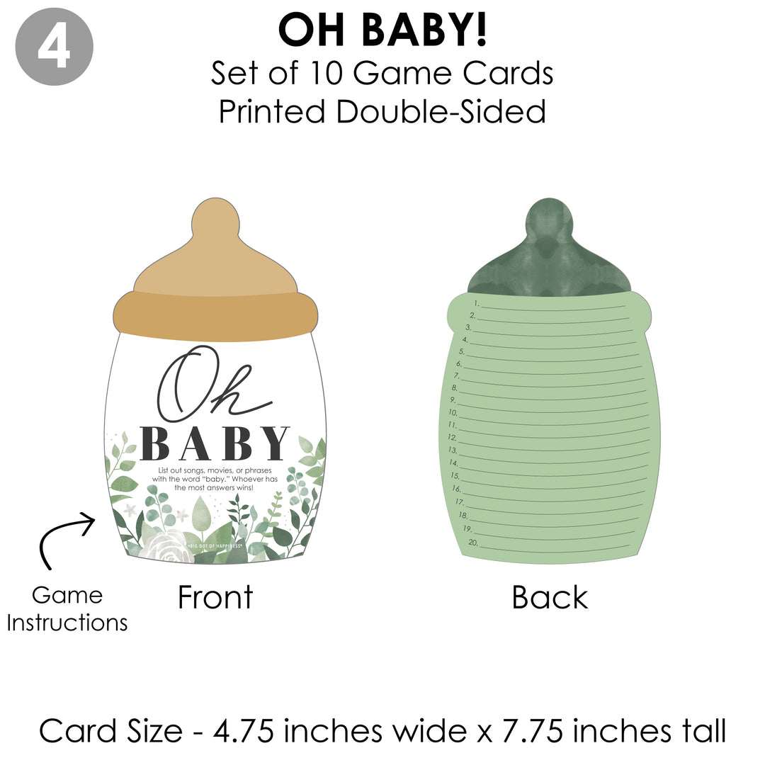 Boho Botanical Baby - 4 Greenery Baby Shower Games - 10 Cards Each - Gamerific Bundle