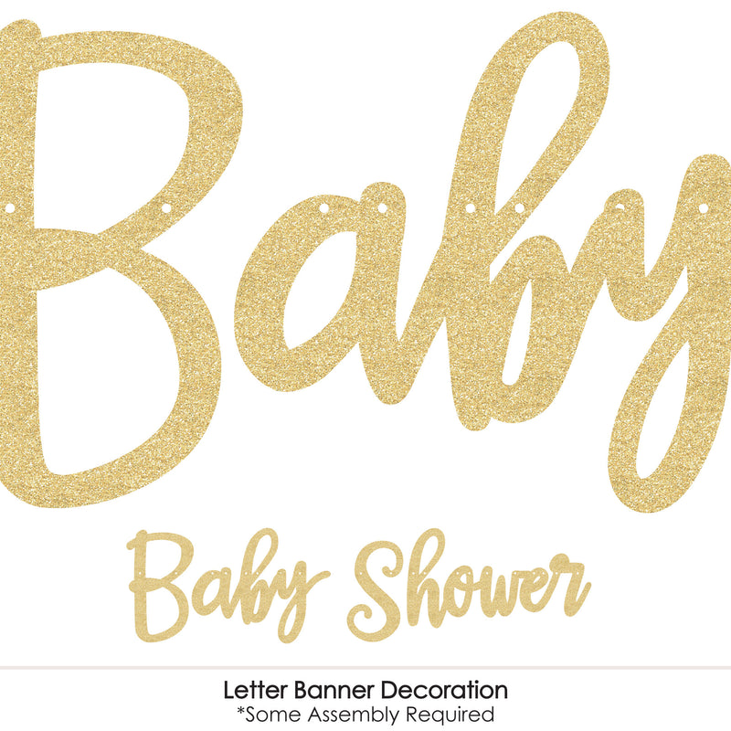 Boho Botanical Baby - Greenery Baby Shower Letter Banner Decoration - 36 Banner Cutouts and No-Mess Real Gold Glitter Welcome Baby Banner Letters
