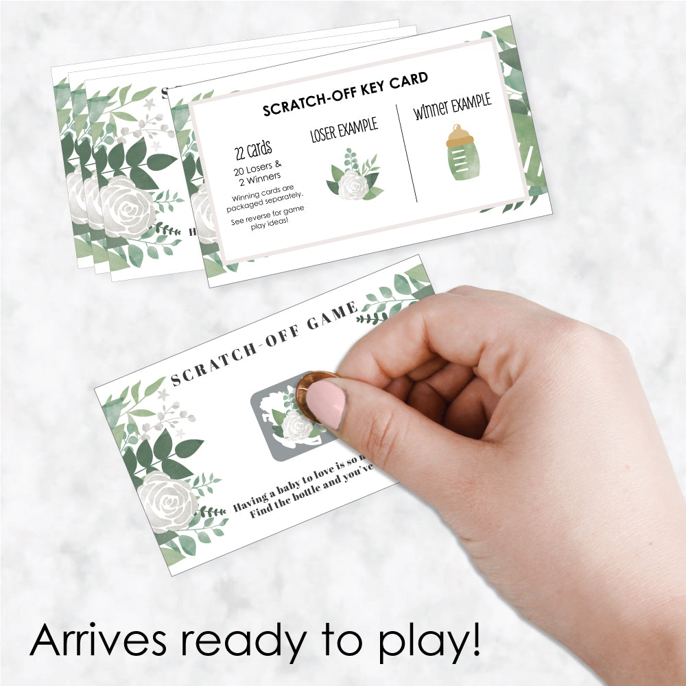 Boho Botanical Baby - Greenery Baby Shower Game Scratch Off Cards - 22 Count