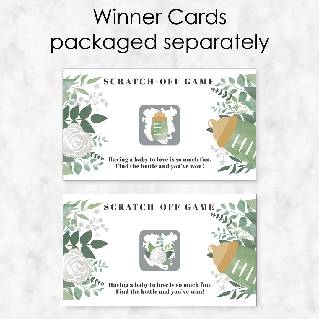 Boho Botanical Baby - Greenery Baby Shower Game Scratch Off Cards - 22 Count