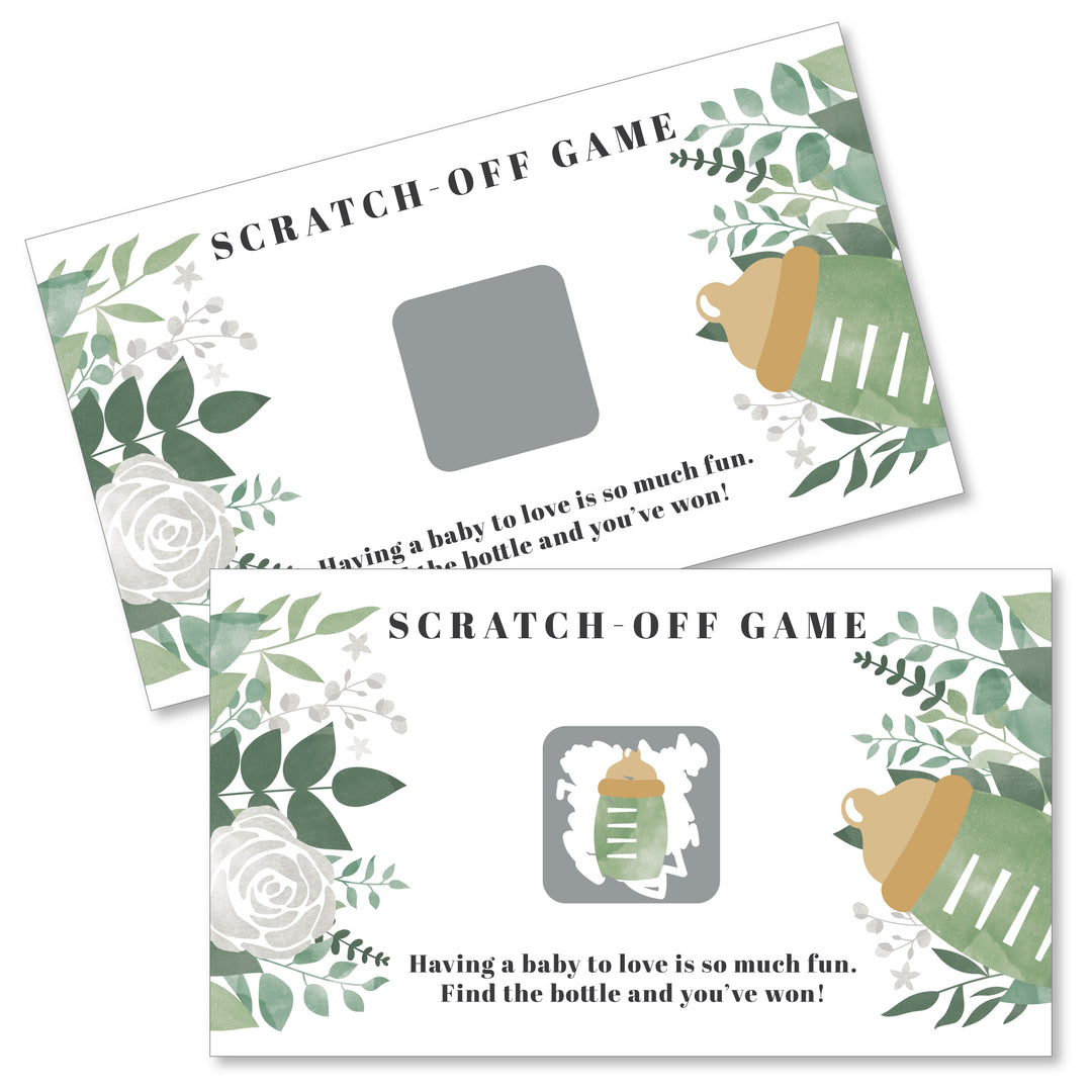 Boho Botanical Baby - Greenery Baby Shower Game Scratch Off Cards - 22 Count