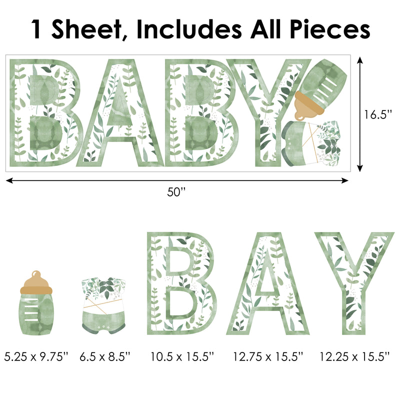 Boho Botanical Baby - Peel and Stick Greenery Party Standard Banner Wall Decals - Baby