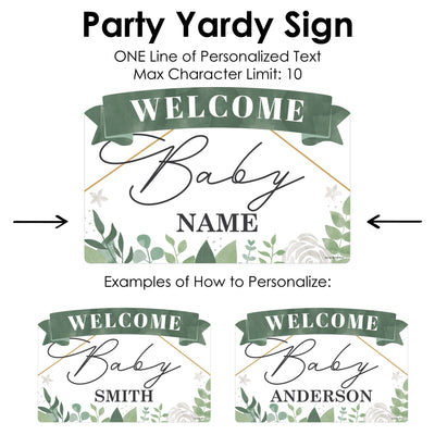 Boho Botanical Baby - Greenery Baby Shower Yard Sign Lawn Decorations - Personalized Welcome Baby Party Yardy Sign