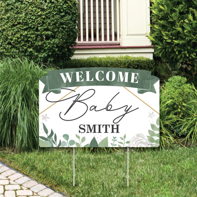 Boho Botanical Baby - Greenery Baby Shower Yard Sign Lawn Decorations - Personalized Welcome Baby Party Yardy Sign