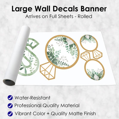 Boho Botanical Bridal - Peel and Stick Greenery Party Large Banner Wall Decals - Miss to Mrs