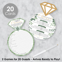 Boho Botanical Bride - 2-in-1 Greenery Bridal Shower and Wedding Party Cards - Activity Duo Games - Set of 20