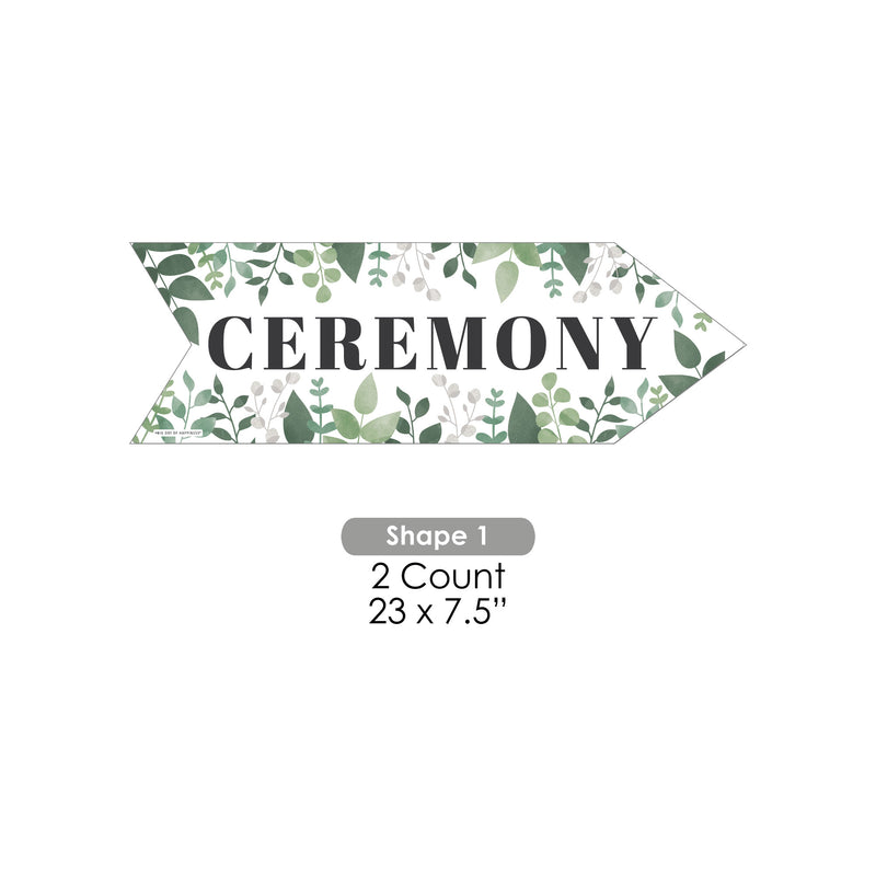 Boho Botanical Wedding Ceremony Signs - Greenery Wedding Sign Arrow - Double Sided Directional Yard Signs - Set of 2 Ceremony Signs