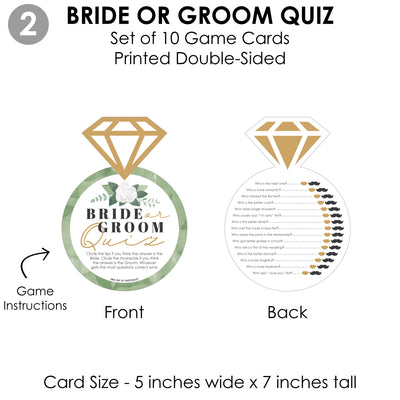 Boho Botanical Bride - 4 Greenery Bridal Shower Games - 10 Cards Each - Who Knows The Bride Best, Bride or Groom Quiz,Â Whatâ€™s in Your Purse and Love - Gamerific Bundle