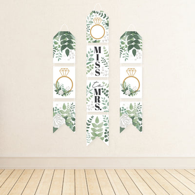 Boho Botanical Bride - Hanging Vertical Paper Door Banners - Greenery Bridal Shower and Wedding Party Wall Decoration Kit - Indoor Door Decor