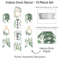 Boho Botanical Bride - Hanging Vertical Paper Door Banners - Greenery Bridal Shower and Wedding Party Wall Decoration Kit - Indoor Door Decor