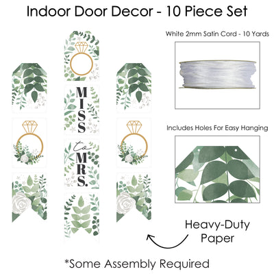 Boho Botanical Bride - Hanging Vertical Paper Door Banners - Greenery Bridal Shower and Wedding Party Wall Decoration Kit - Indoor Door Decor