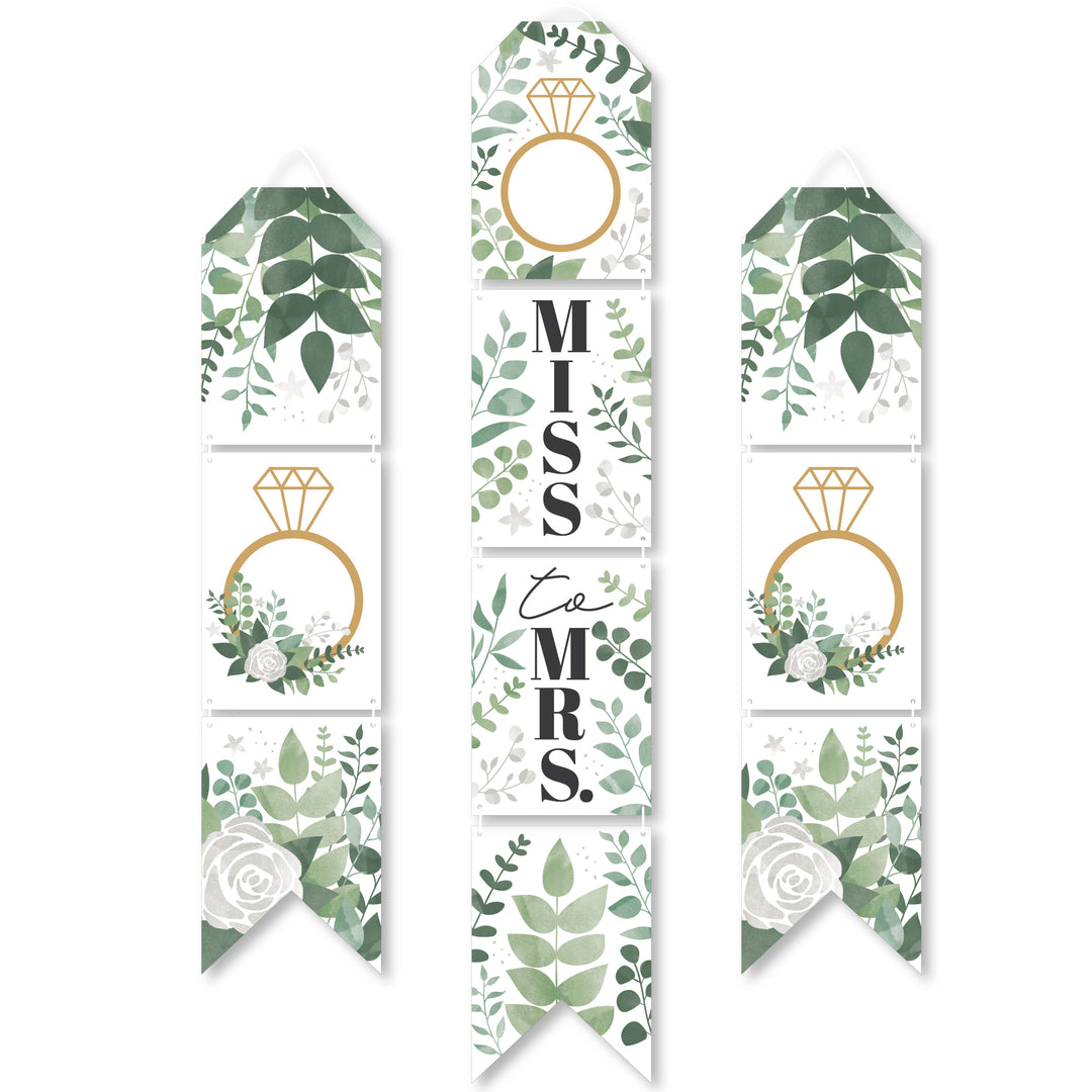 Boho Botanical Bride - Hanging Vertical Paper Door Banners - Greenery Bridal Shower and Wedding Party Wall Decoration Kit - Indoor Door Decor