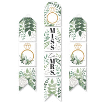 Boho Botanical Bride - Hanging Vertical Paper Door Banners - Greenery Bridal Shower and Wedding Party Wall Decoration Kit - Indoor Door Decor