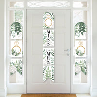 Boho Botanical Bride - Hanging Vertical Paper Door Banners - Greenery Bridal Shower and Wedding Party Wall Decoration Kit - Indoor Door Decor
