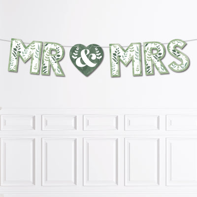 Boho Botanical Bride - Greenery Bridal Shower and Wedding Party Decorations - Mr and Mrs - Outdoor Letter Banner