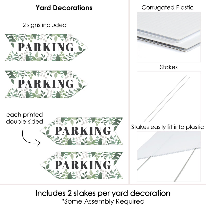 Boho Botanical Wedding Parking Signs - Greenery Wedding Sign Arrow - Double Sided Directional Yard Signs - Set of 2 Parking Signs