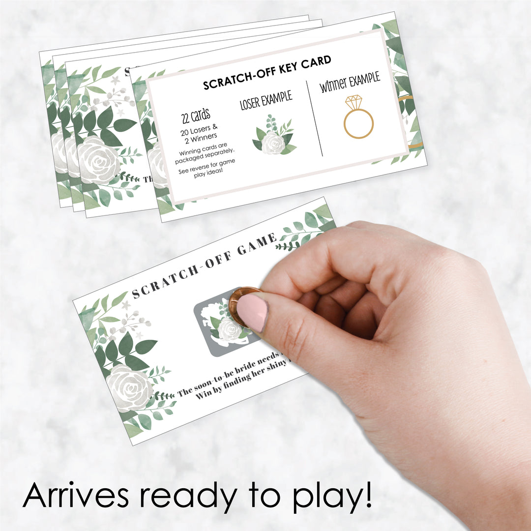 Boho Botanical Bride - Greenery Bridal Shower and Wedding Party Game Scratch Off Cards - 22 Count