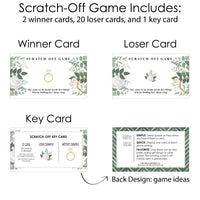 Boho Botanical Bride - Greenery Bridal Shower and Wedding Party Game Scratch Off Cards - 22 Count