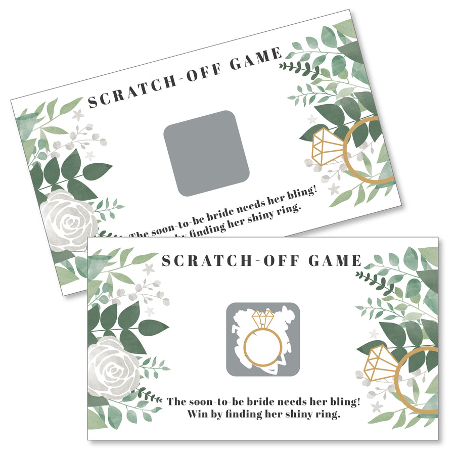 Boho Botanical Bride - Greenery Bridal Shower and Wedding Party Game Scratch Off Cards - 22 Count