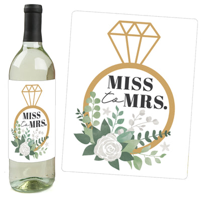 Boho Botanical Bride - Greenery Bridal Shower and Wedding Party Decorations for Women and Men - Wine Bottle Label Stickers - Set of 4